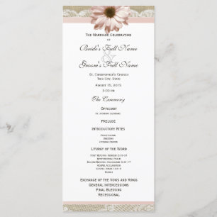 Country Blush Daisy and Lace Wedding Program Programme