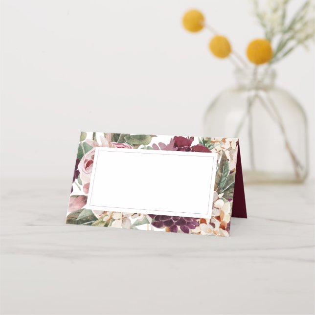 Country Boho Floral Wedding Place Cards (Front)