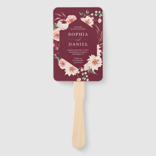 Country Boho Rose Floral Wedding Program Fan
