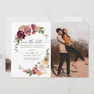 Country Boho Rustic Floral Save The Date Invitation