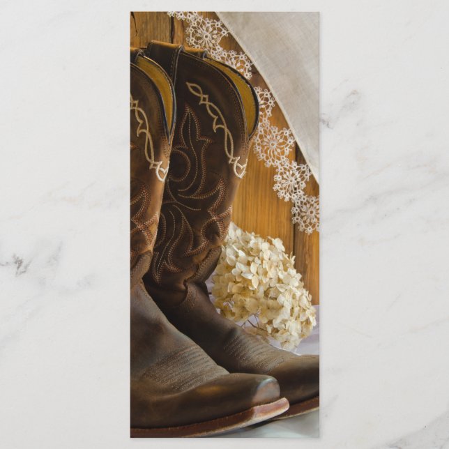 Country Boots and Lace Western Wedding Program Programme (Front)