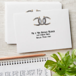 Country Boots Barnwood Horseshoes Wedding Envelope