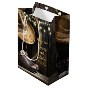 Country Boots, Hat & Barn Wood Wedding Medium Gift Medium Gift Bag