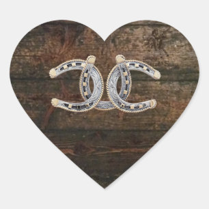 Country Boots, Hat & Barnwood Horseshoes  Heart Sticker