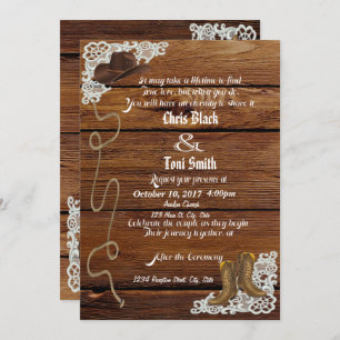 Country Boots & Lace Wedding Invite