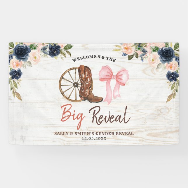 Country Boots or Bows Gender Reveal Large Banner (Horizontal)