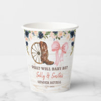 Country Boots or Bows Gender Reveal Paper Cup