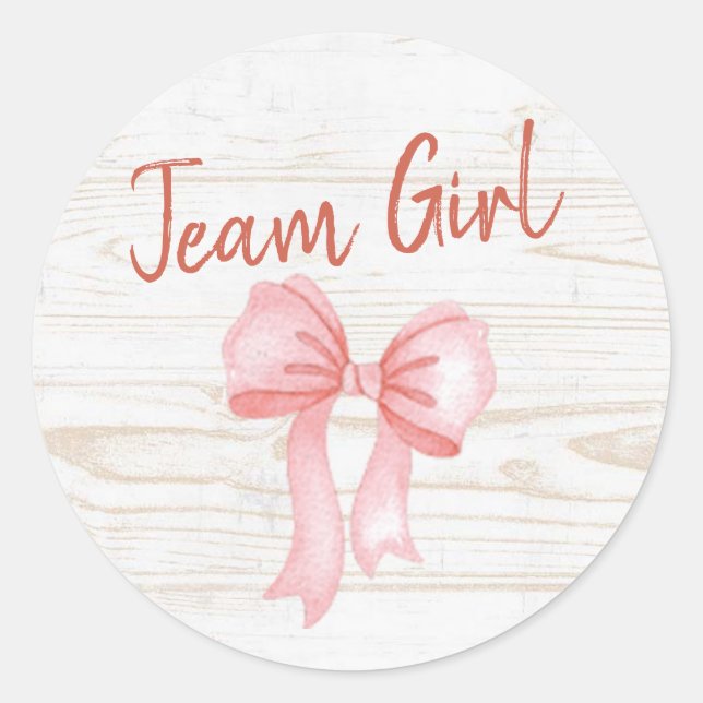 Country Boots or Bows Gender Reveal Team Girl Classic Round Sticker (Front)