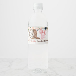 Country Boots or Bows Gender Reveal Water Bottle Label