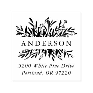 Country Botanical Frame Return Address Self-inking Stamp