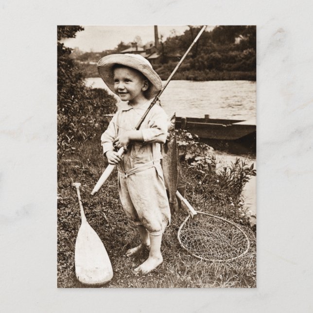 Country Boy Vintage Fishing on Mississippi Postcard (Front)