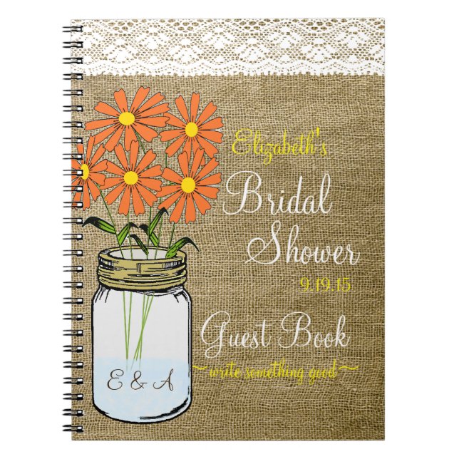 Country Bridal Shower Guest Book- Notebook (Front)
