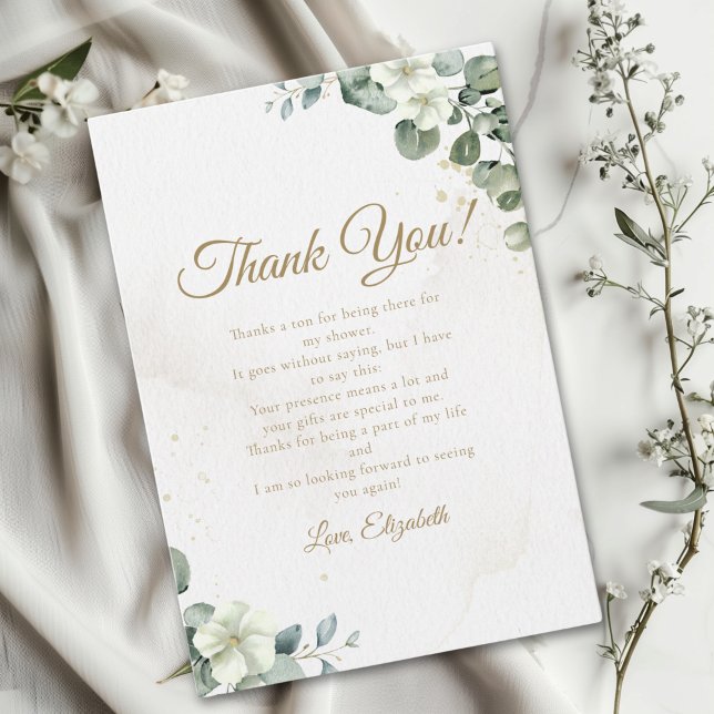 Country Bridal Shower with Eucalyptus  Thank You Card (Creator Uploaded)