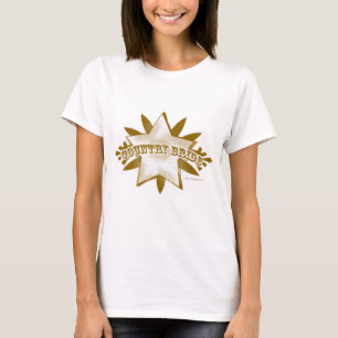 Country Bride Fun Rural Wedding Brown Logo T-Shirt