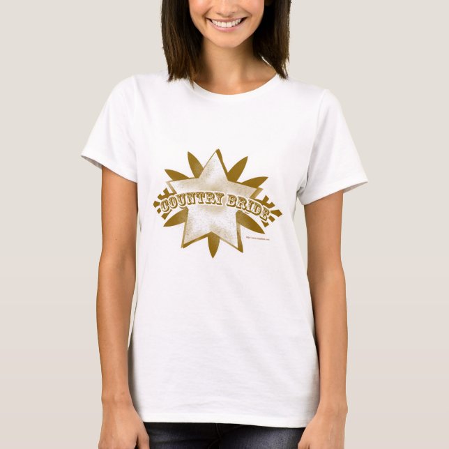 Country Bride Fun Rural Wedding Brown Logo T-Shirt (Front)