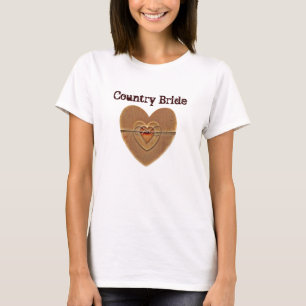 Country Bride Rustic Wooden Hearts Twine Bow T-Shirt