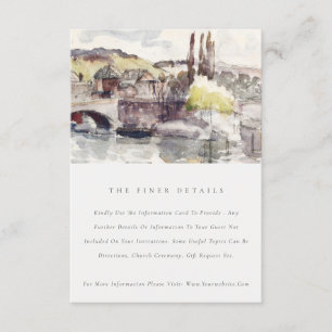 Country Bridge Riverside Watercolor Wedding Detail Enclosure Card