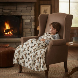 Country Brown Horses Fleece Blanket