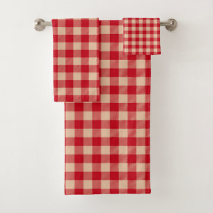 Country Buffalo Check Plaid Vintage Rustic Bath Towel Set