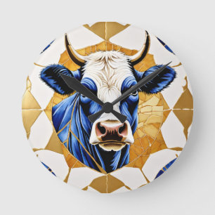 Country Bull Artwork Round Clock