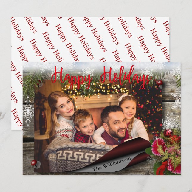 Country Bulletin Board Happy Holidays Photo Card (Front/Back)
