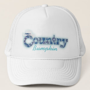 "Country bumpkin" denim blue aqua white hat