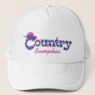 Country bumpkin denim blue pink white hat