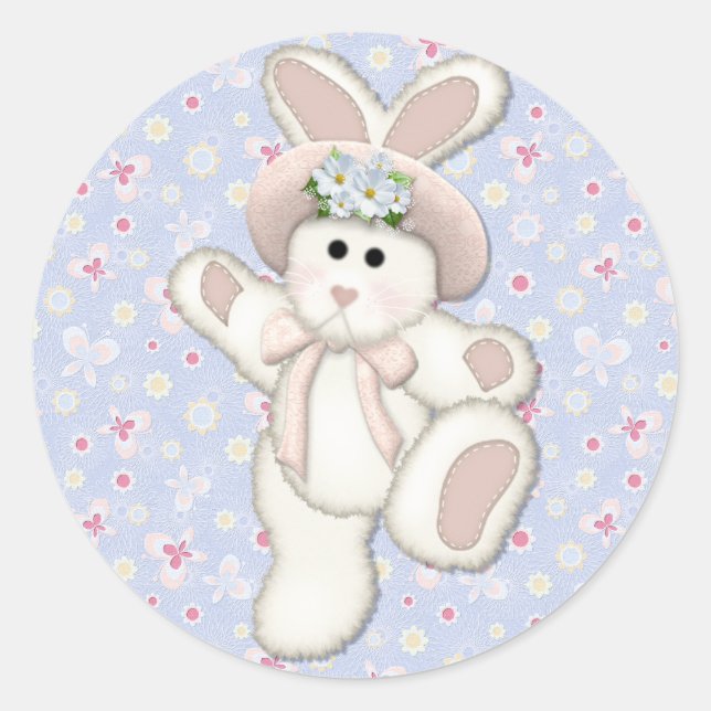 Country Bunny Classic Round Sticker (Front)