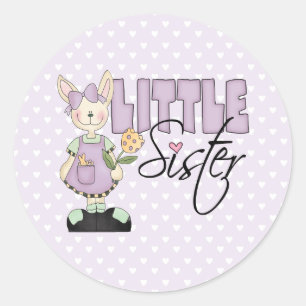 Country Bunny Little Sister (violet) Classic Round Sticker