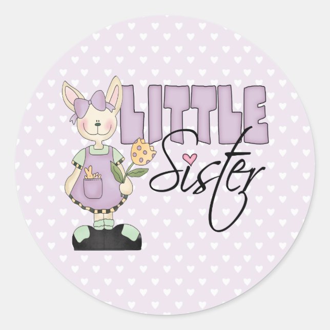Country Bunny Little Sister (violet) Classic Round Sticker (Front)