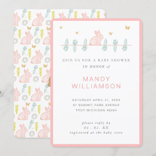 Country Bunny Rabbit Easter Baby Shower Invitation