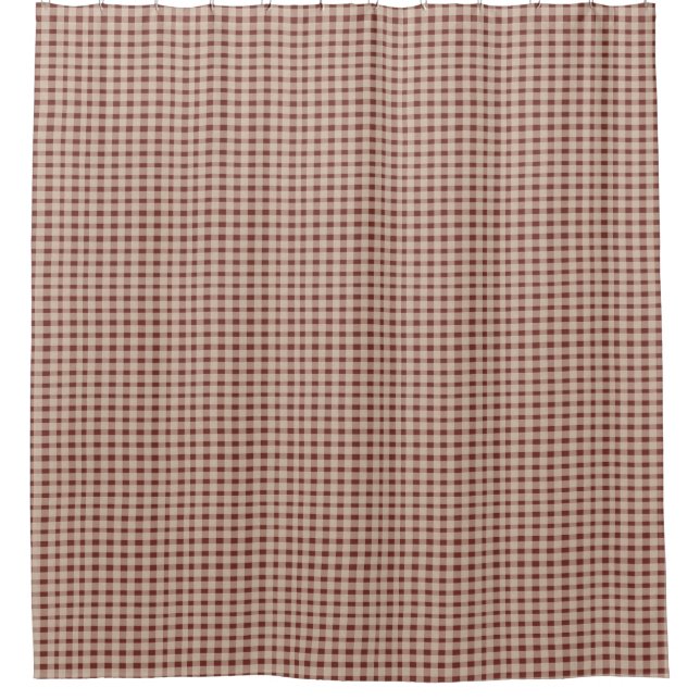 Country Burgundy Homespun Shower Curtain (Front)