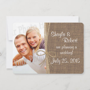 Country Burlap and Twine Photo Save the Date