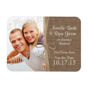 Country Burlap and Twine Save the Date Photo Magnet