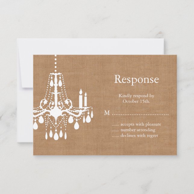 Country Burlap Chandelier RSVP (Front)