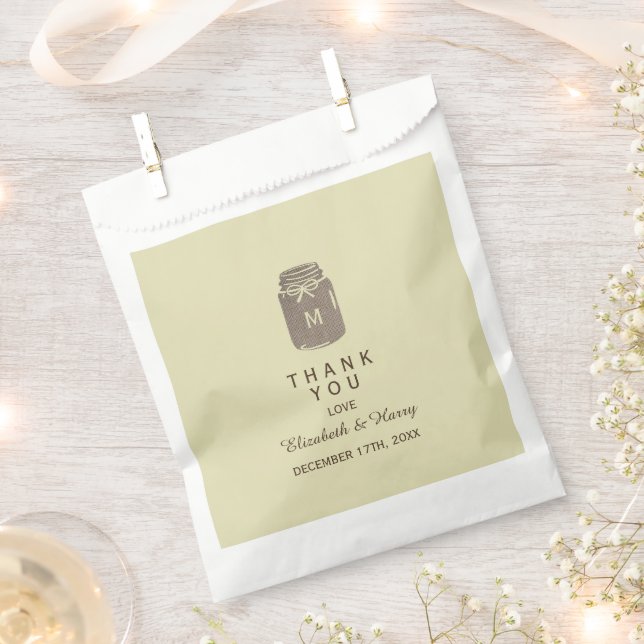 Country Burlap Mason Jar Wedding Favour Bags (Clipped)