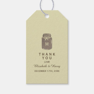 Country Burlap Mason Jar Wedding Thank You Gift Tags