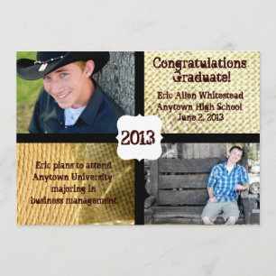 Country Burlap Photo Graduation Announcement