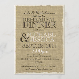 Country Burlap Rehearsal Dinner Invitation