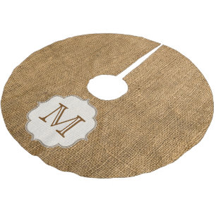 Country Burlap Rustic Monogram Initial Tree Skirt