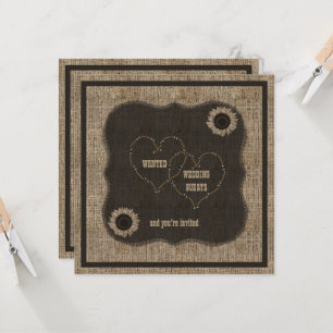 Country Burlap Western Wedding Invitation