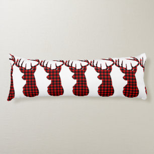 country cabin red buffalo plaid christmas deer body cushion