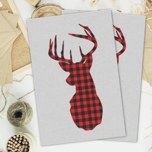 country cabin red buffalo plaid christmas deer tissue paper