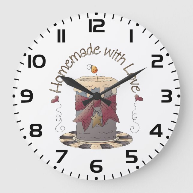 Country Candle Rustic Homemade with Love Large Clock (Front)