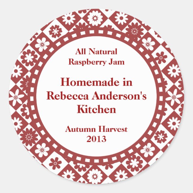 Country Canning Labels for Homemade Jams, Jellies (Front)