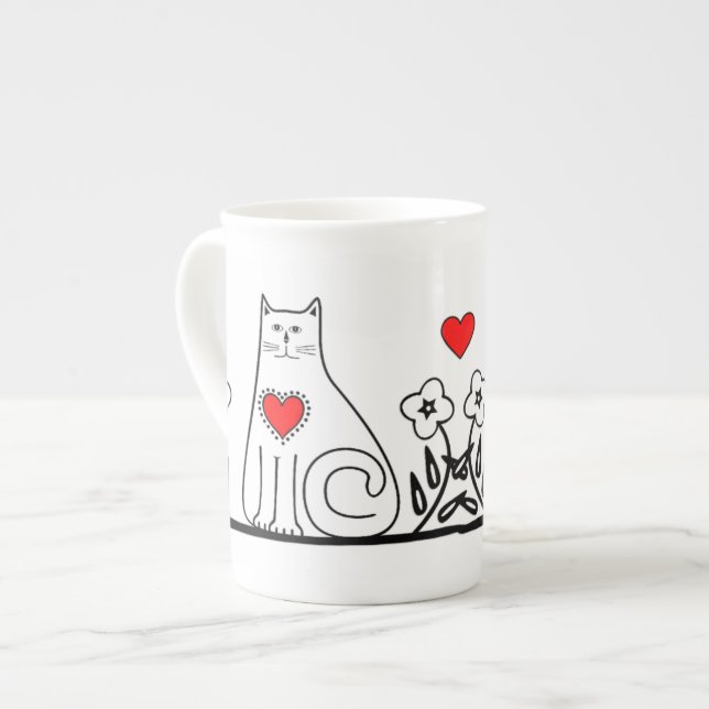 Country Cat Bone China Mug (Front Left)