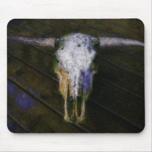 Country Cattle Rancher  Horns & Cow Skull Mousepad