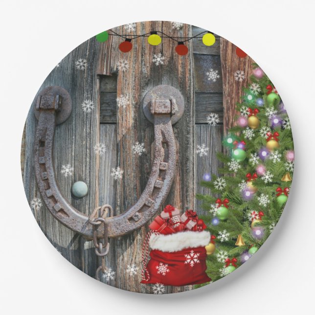 Country Charm Christmas Paper Plate (Front)