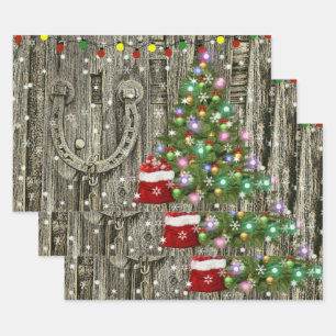 Country Charm Christmas Wrapping Paper Sheet