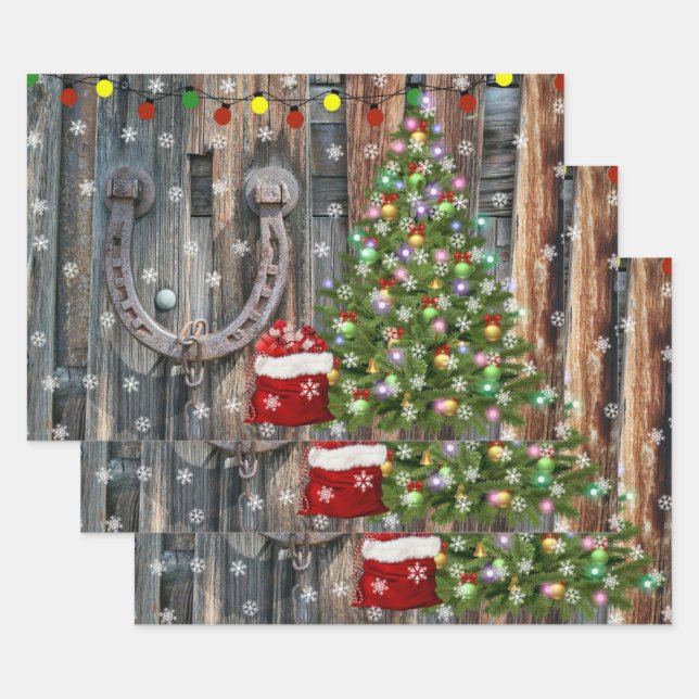 Country Charm Christmas Wrapping Paper Sheet (Set)